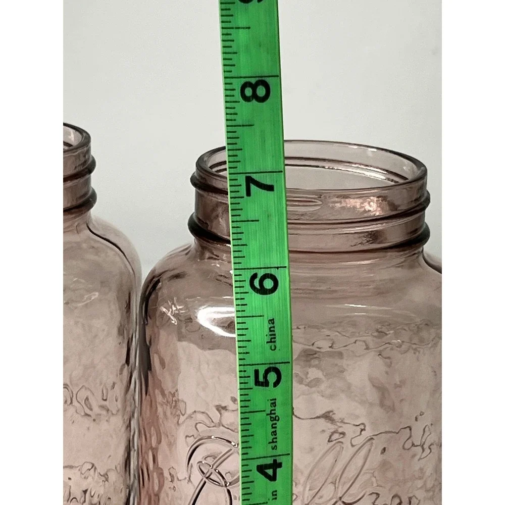 Ball Ideal Mason Jars Rose Amethyst Purple Hammered Glass Set of 2 7in
